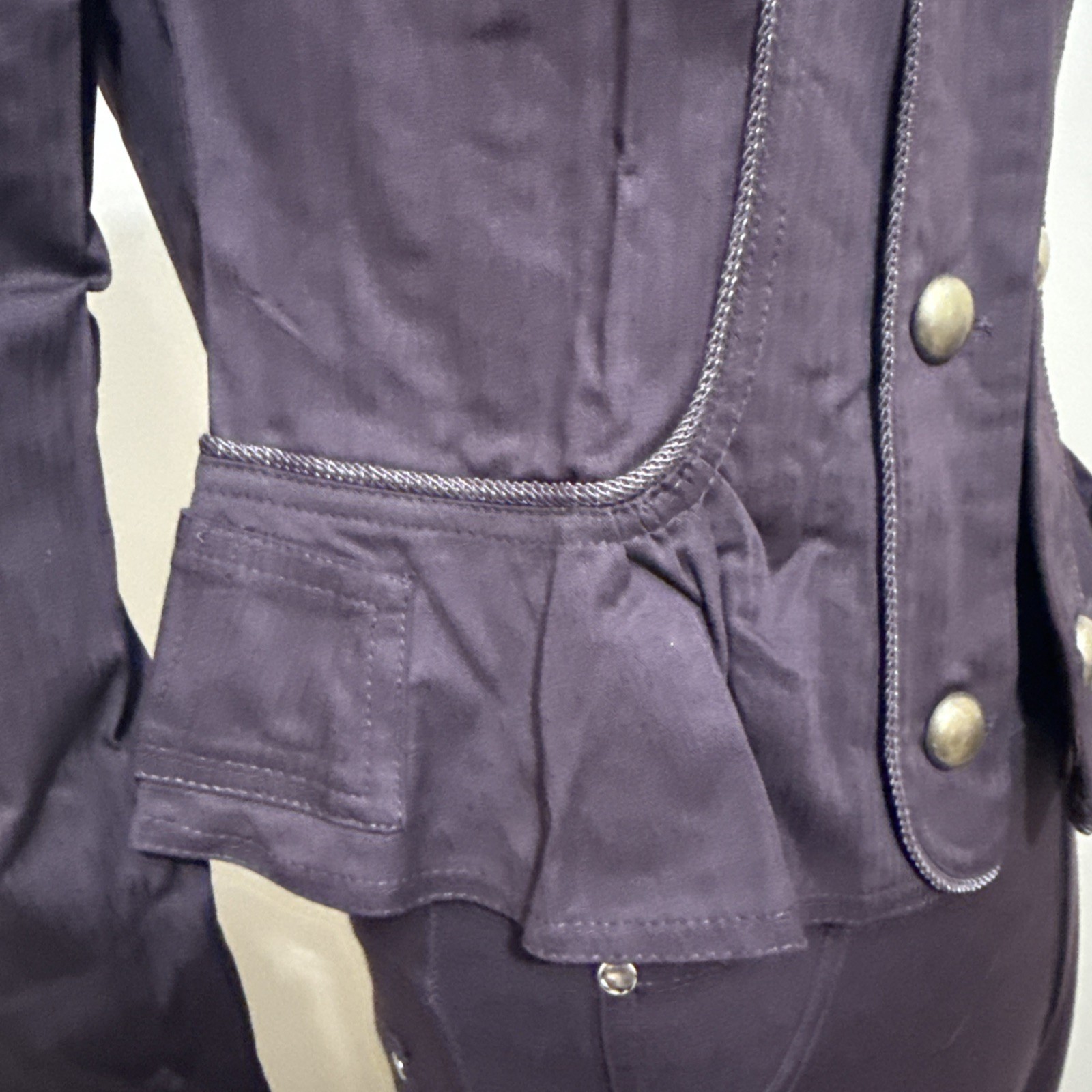 Women’s Brown Cotton Casual Stretch Slim Unlined Metal Button Hook Size S Jacket