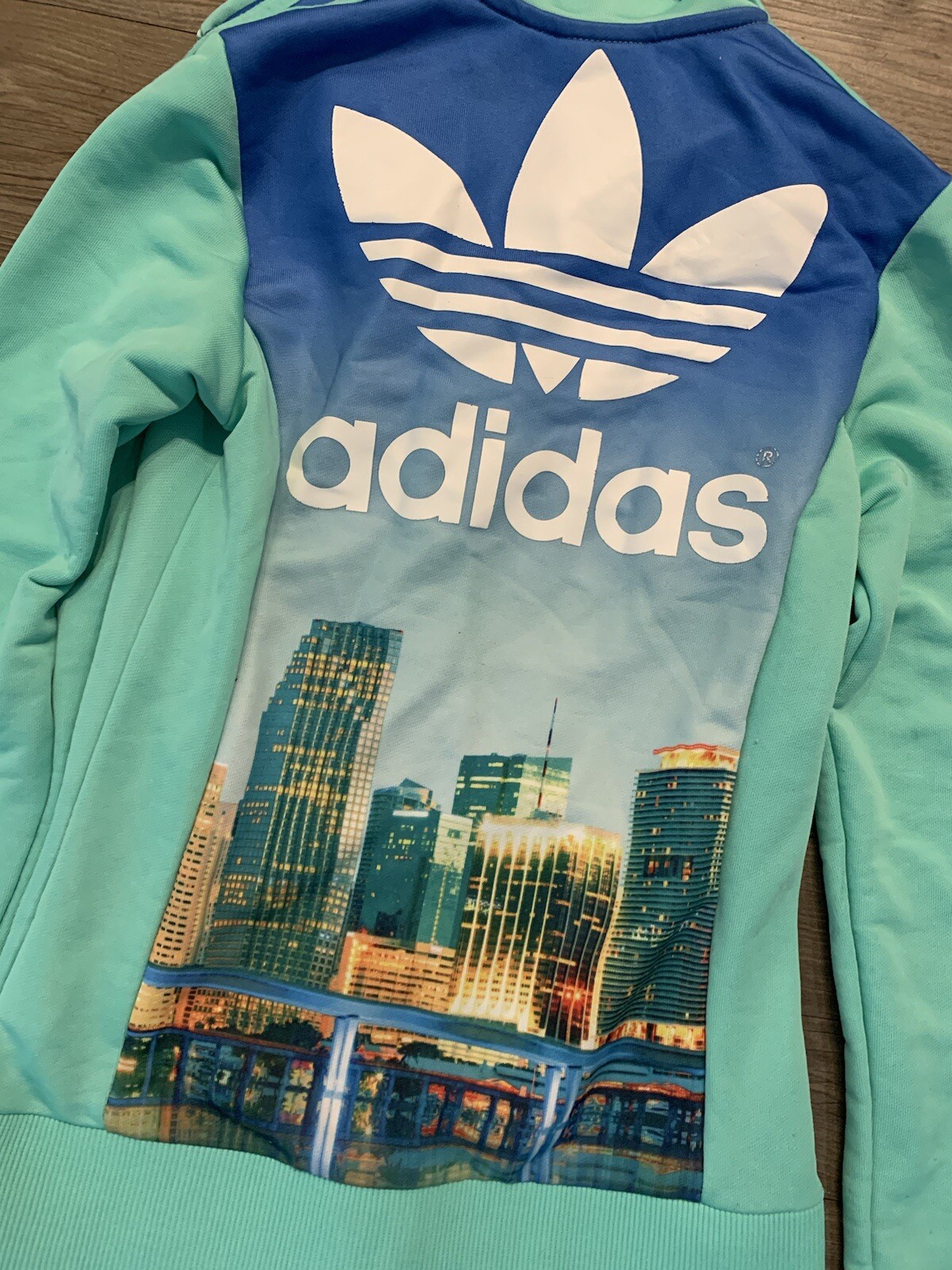 Adidas Miami Print Jacket Womens 2XS Teal Rare Originals Track City Edition 2014