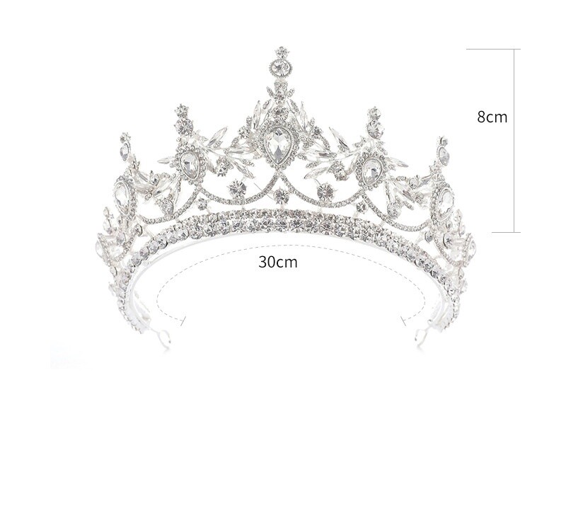 8cm Tall Large Crystal Wedding Bridal Queen Princess Prom Tiara Crown For Women