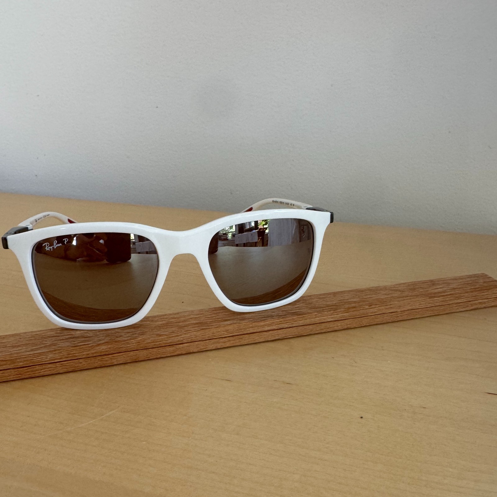 Ray-Ban RB4433-M Scuderia Ferrari Leclerc Edition White Polarized Sunglasses