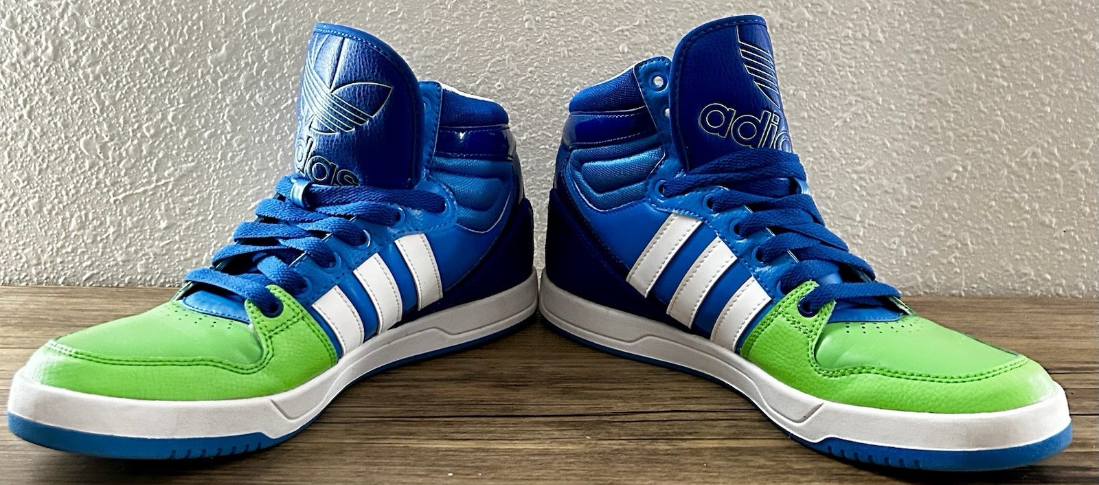 Adidas Blue/Green/White Colorblock Mid Top Lace-Up Sneakers G99390