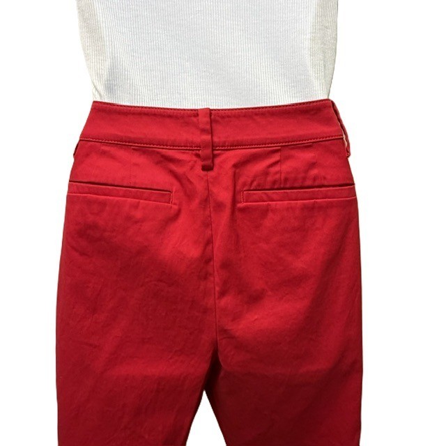 TALBOTS Slim Perfect Cropped Pants Petite Sz 12P Red Chino Style Cotton Spandex