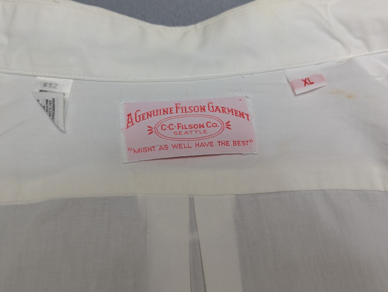 Vintage CC Filson Shirt Mens XL Button Up White Pockets Long Sleeve USA Made