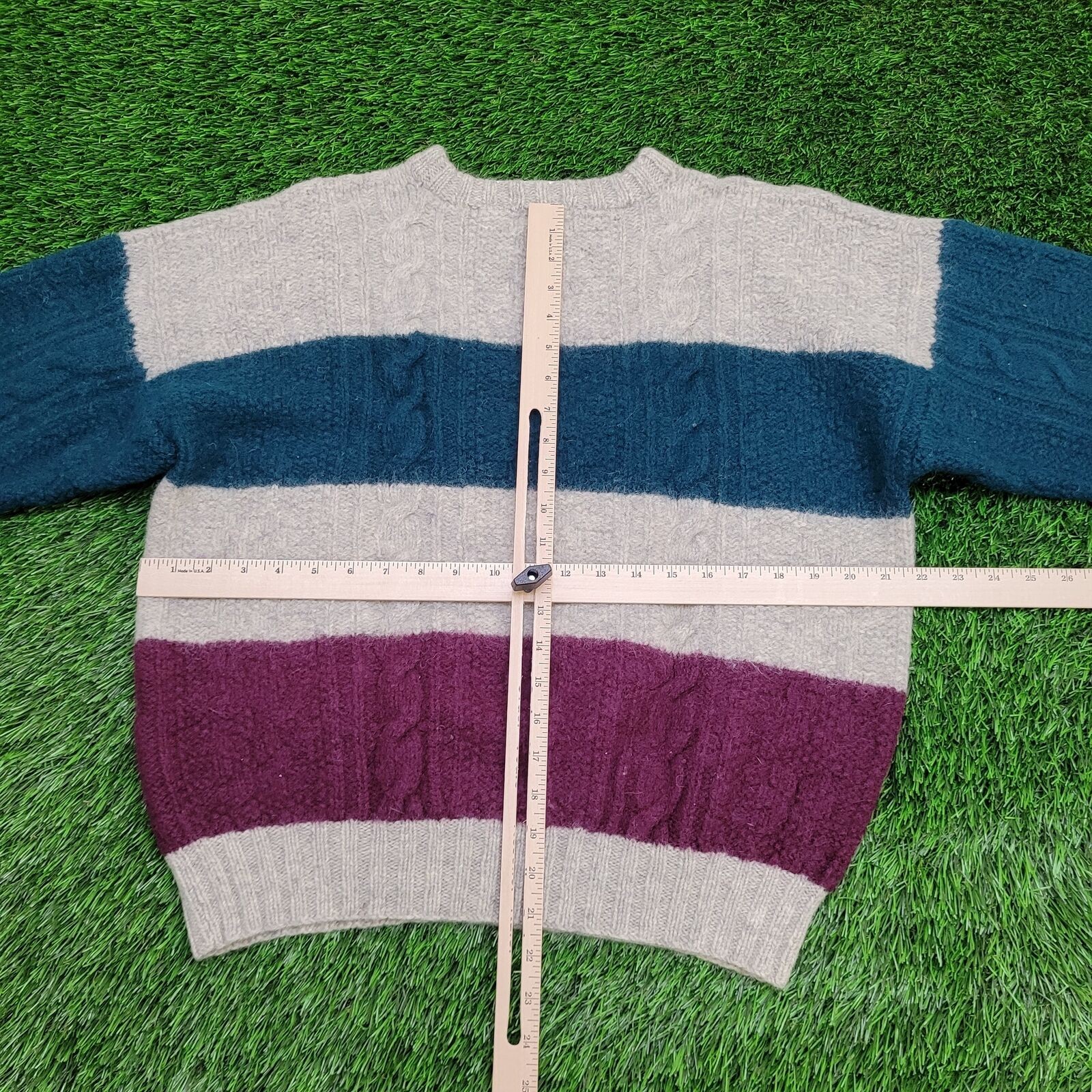 Shetland Wool Sweater Women Large 22×21 Gray Oversized Baggy