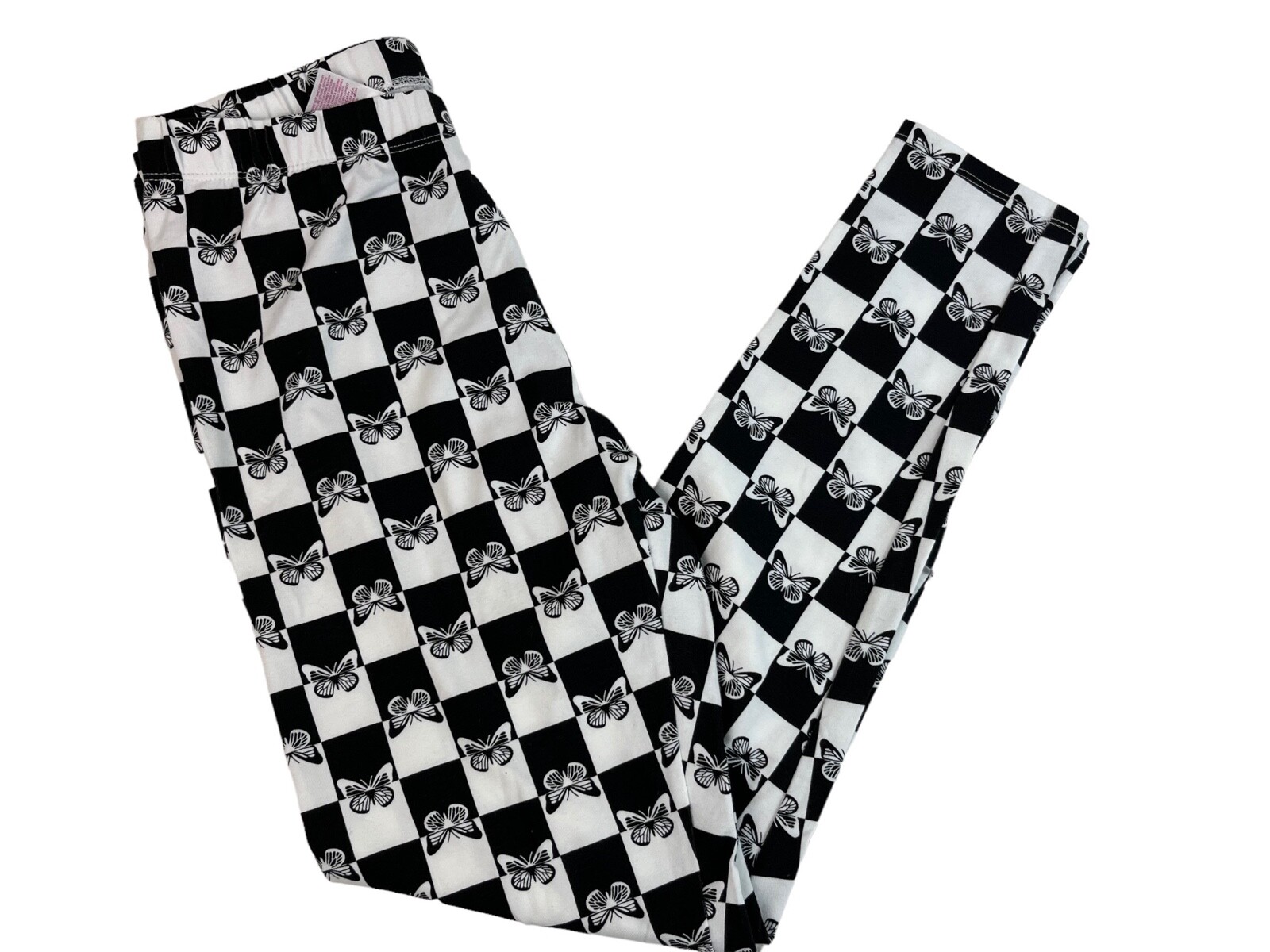 No Boundaries NOBO Juniors Butterfly Black White Ankle Stretch Leggings NWT