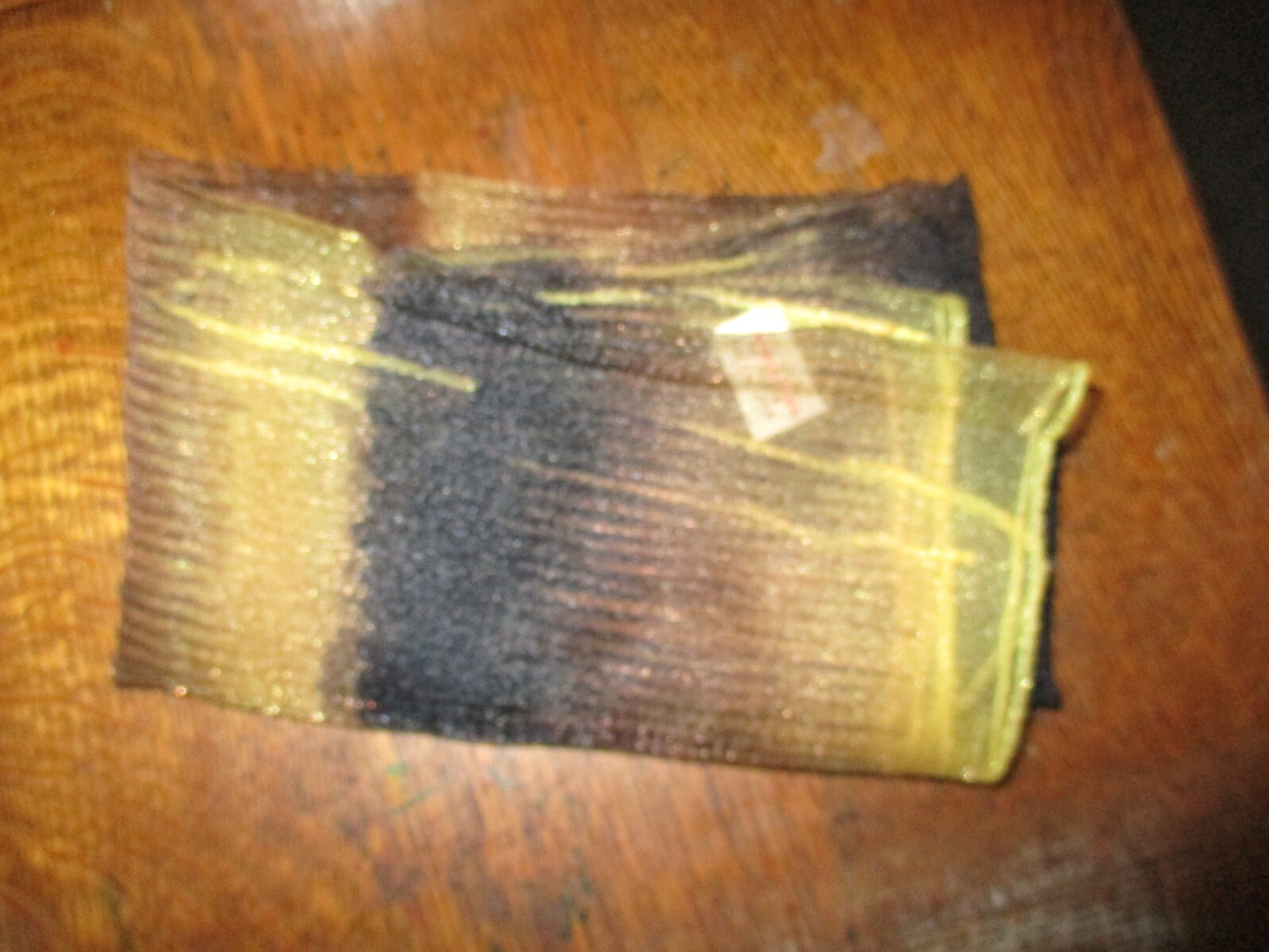 Vintage Ladies Twinkle Sheer Scarf – Black, Brown, Yellow – 25″ x 26″ – Japan