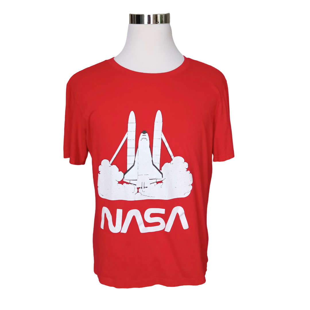 NASA Space Shuttle Mens L Red Graphic T Shirt By ADTN