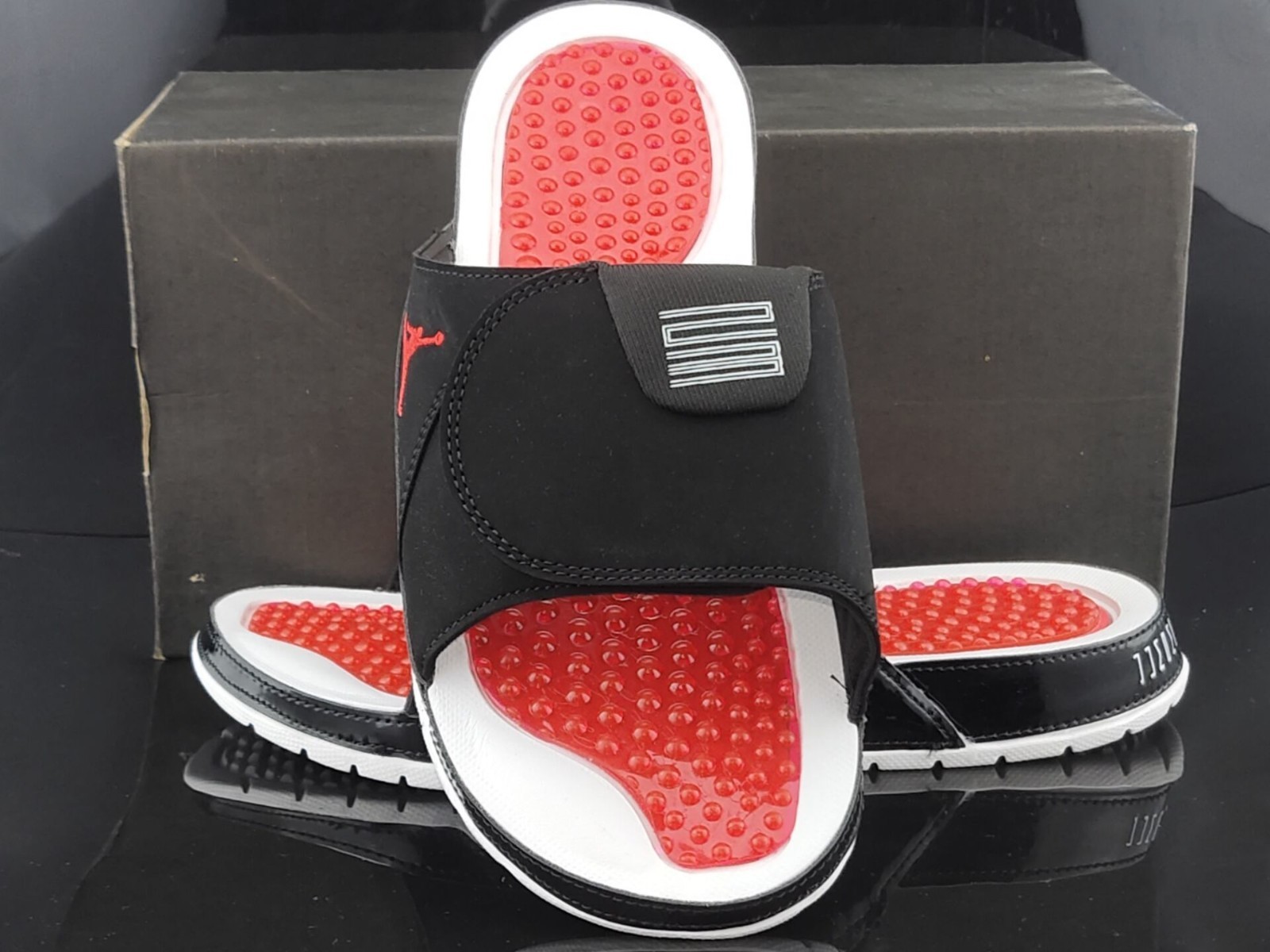 Air Jordan hydro slides black/red/white