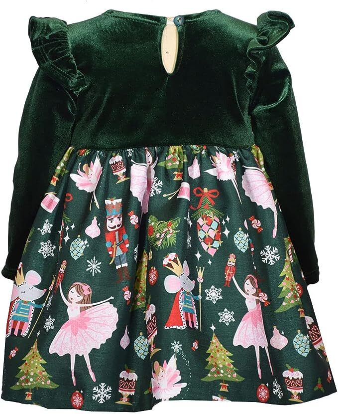 Bonnie Jean Girls Christmas Nutcracker Party Holiday green velvet dress 4 5 6 6X