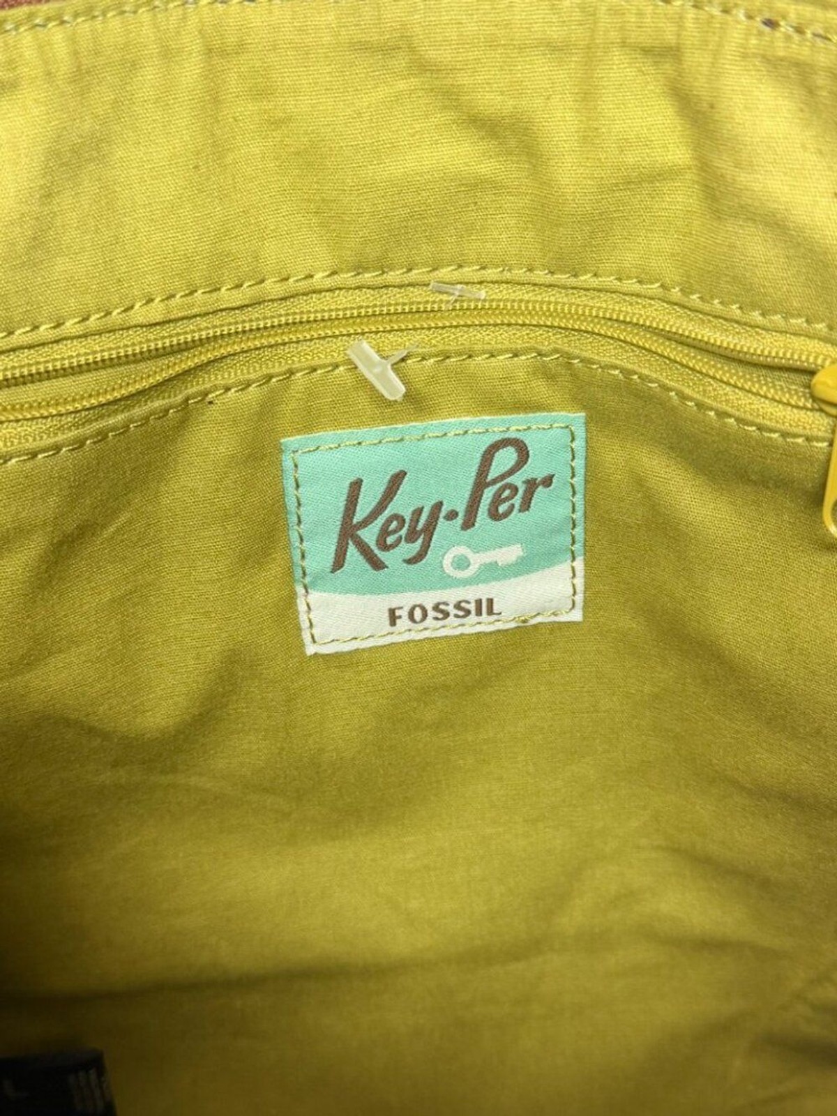 Fossil Key-Per Coated Canvas Crossbody Bag Green Ladybug Beetle Print Vintage