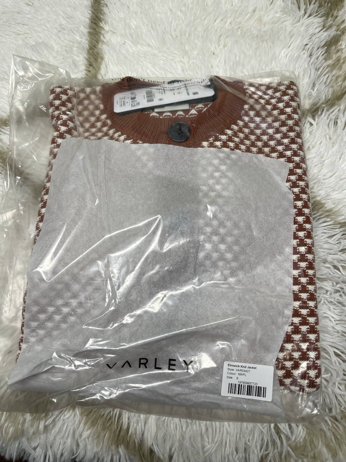 🧡*NWT*Varley Elmwick Knit Jacket 100%Cutton Jacket Women’s Size S – Maple $148