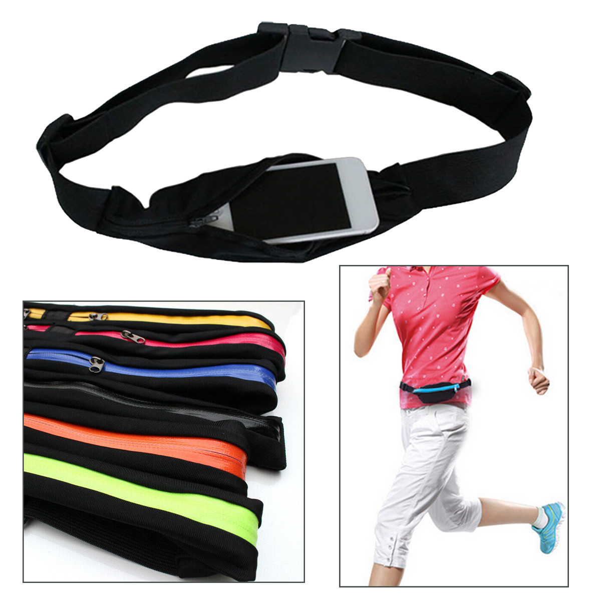 Gym Fitness Running Jogging Waist Bum Sport Runner Bag Belt Pouch Zip Fanny Pack