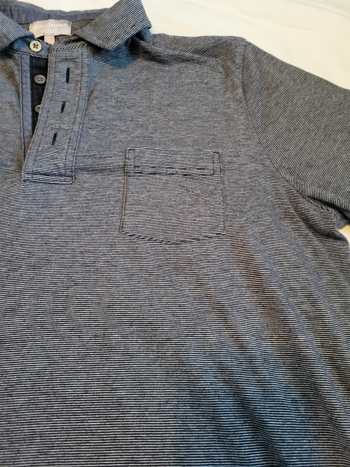Hickey Freeman Polo Shirt Men’s Large Gray Short Sleeve Preppy Classic City