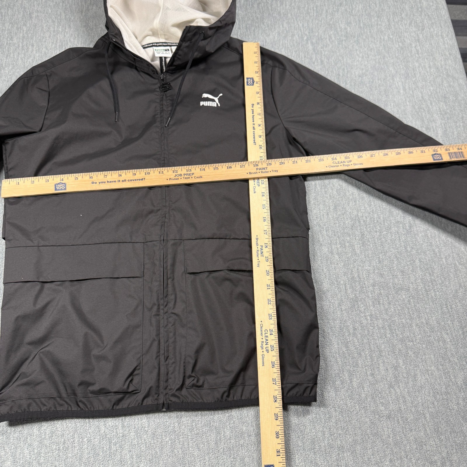 Puma Jacket Mens M Black Full Zip Hooded Windbreaker Mesh Sportswear Gym