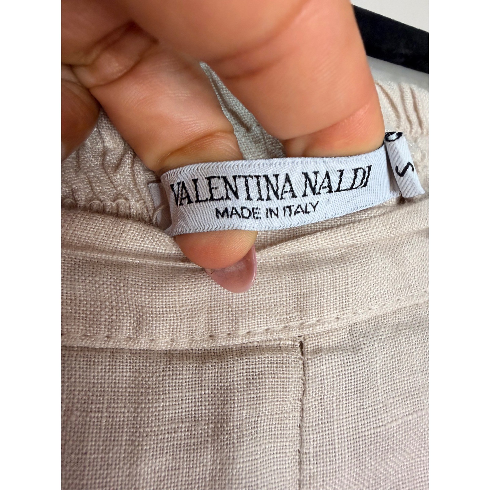#5 VALENTINA NALDI Sz. Small Beige 100% Linen Made in Italy skirt w: 27″ – 29″