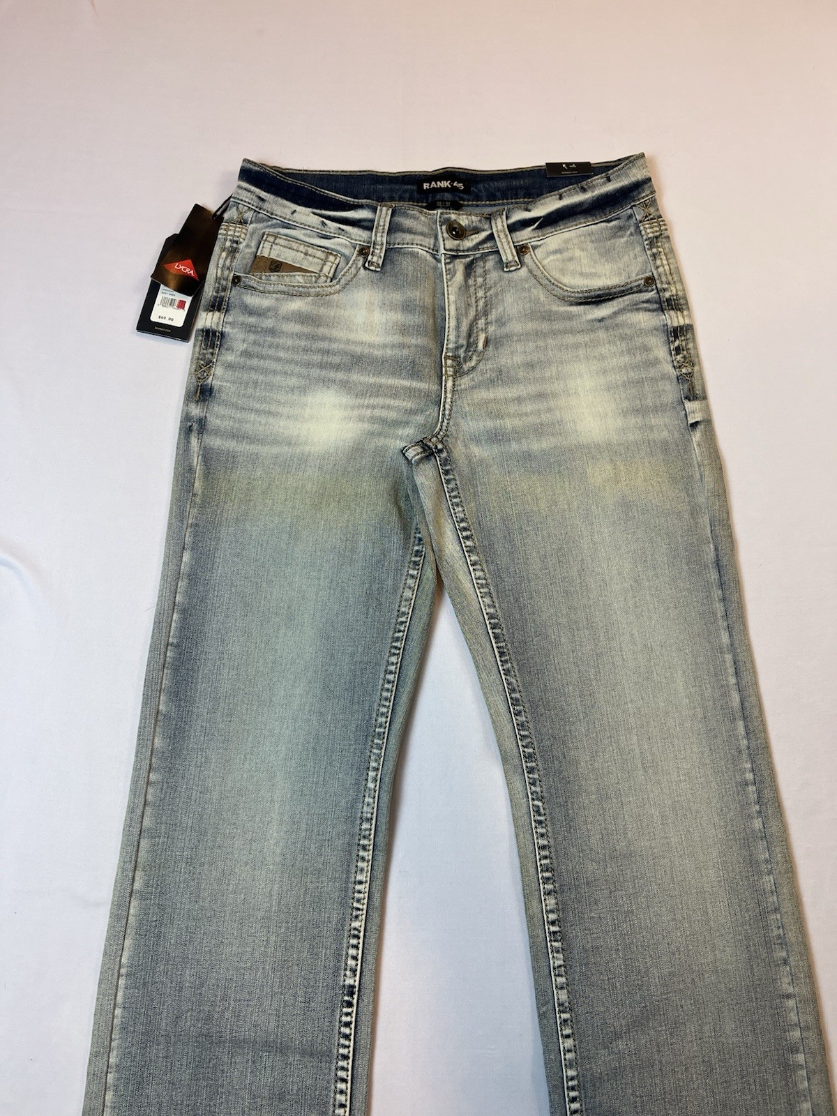 Rank 45 Ringo Stackable Straight Jeans Men’s 30×34 Light Wash Western Denim NWT