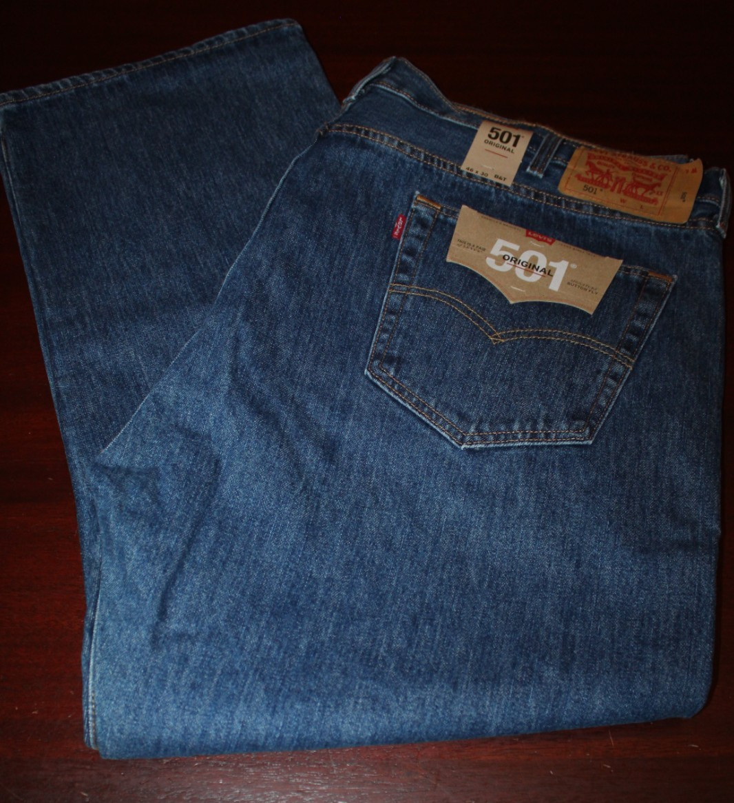 mens levi’s 501 button fly jeans 46×30 nwt dark stonewash