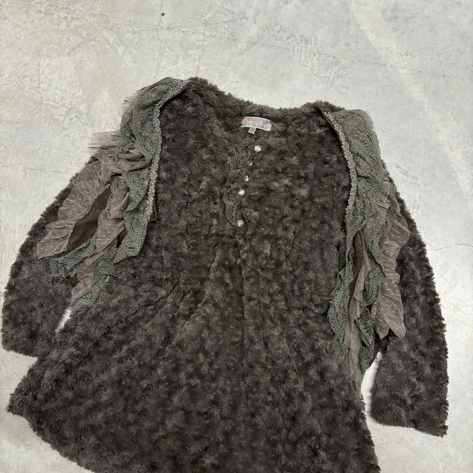 Vintage Y2K Pretty Angel Whimsigoth Tunic Size L Green Fairy Grunge Goblin