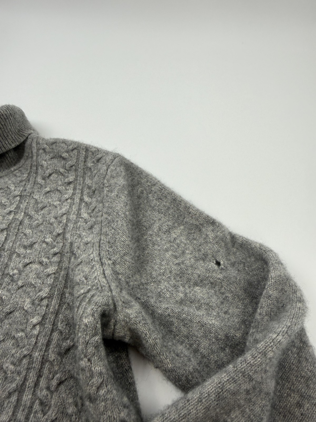 Tasso Elba Sweater Mens Large Gray 100% Cashmere Turtleneck Cable Knit