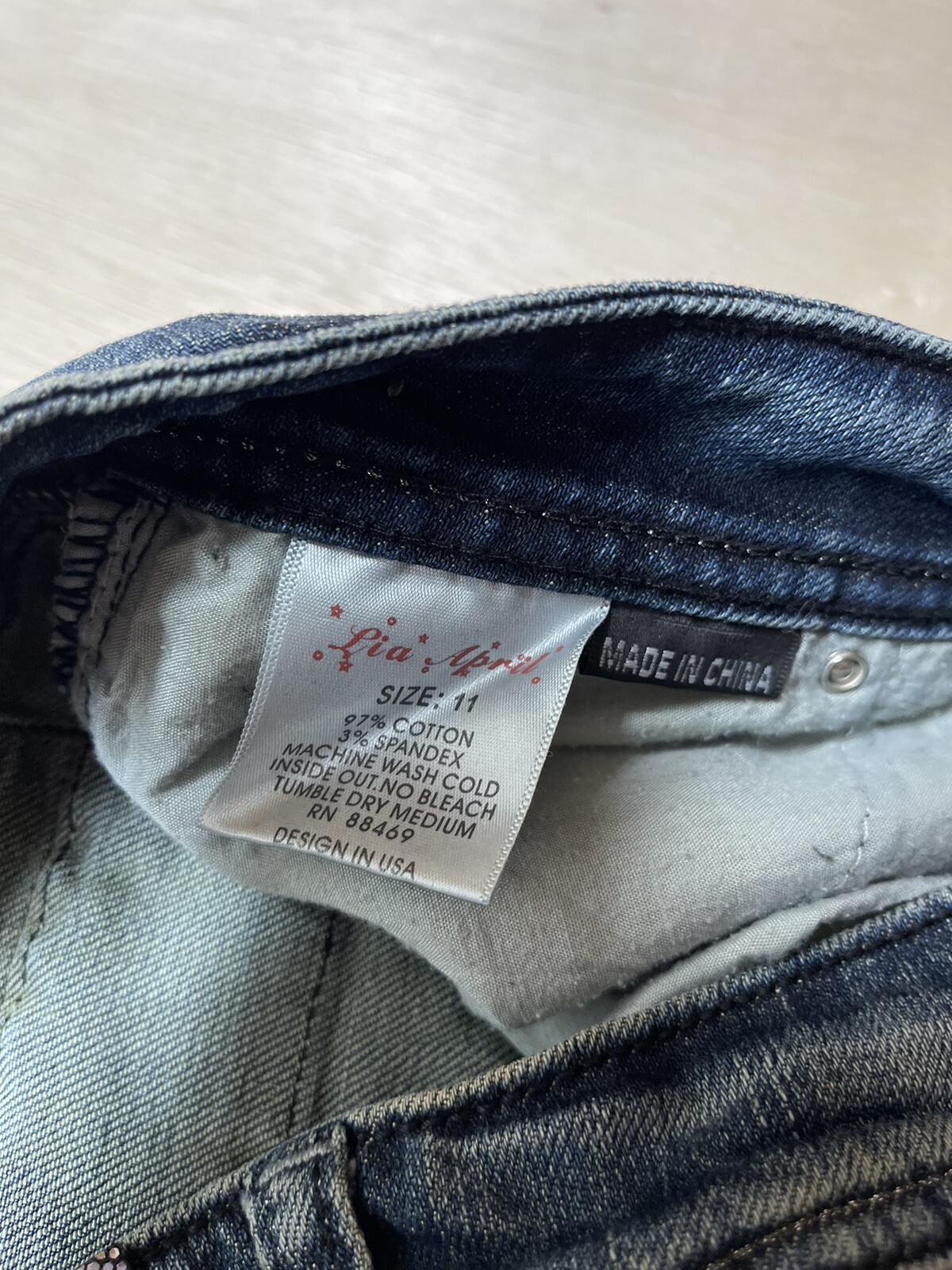 lia april Womens Skinny Leg Blue Denim Jeans Tag 11 Approx 31×30