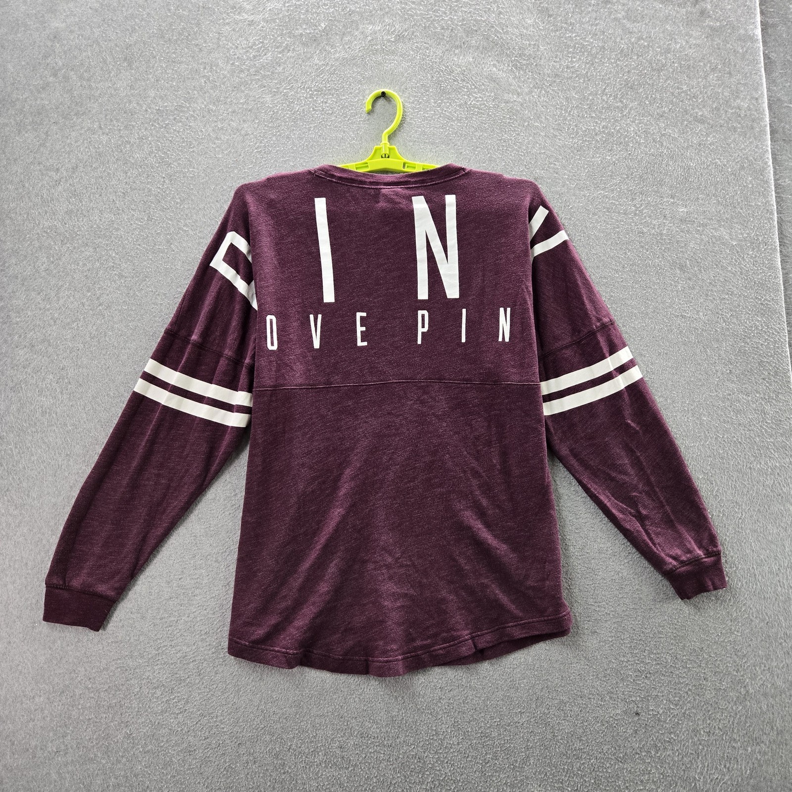 PINK Victoria’s Secret Women Sweatshirt L Purple Love Arch Logo Varsity Pullover
