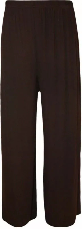 Ladies Palazzo Wide Leg Flared Elasticated Stretch Plain Trousers Womens Wide UK