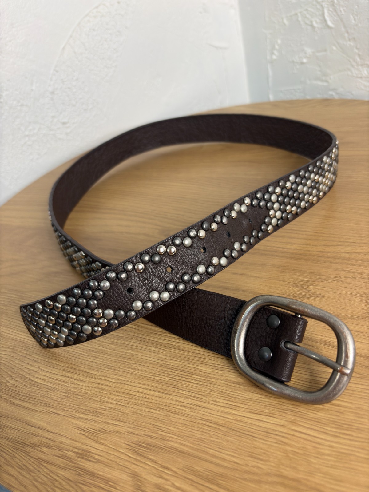 Studded 90’s Y2K Belt Womens Large Mixed Metals Black Biker Rocker Punk Metal 14