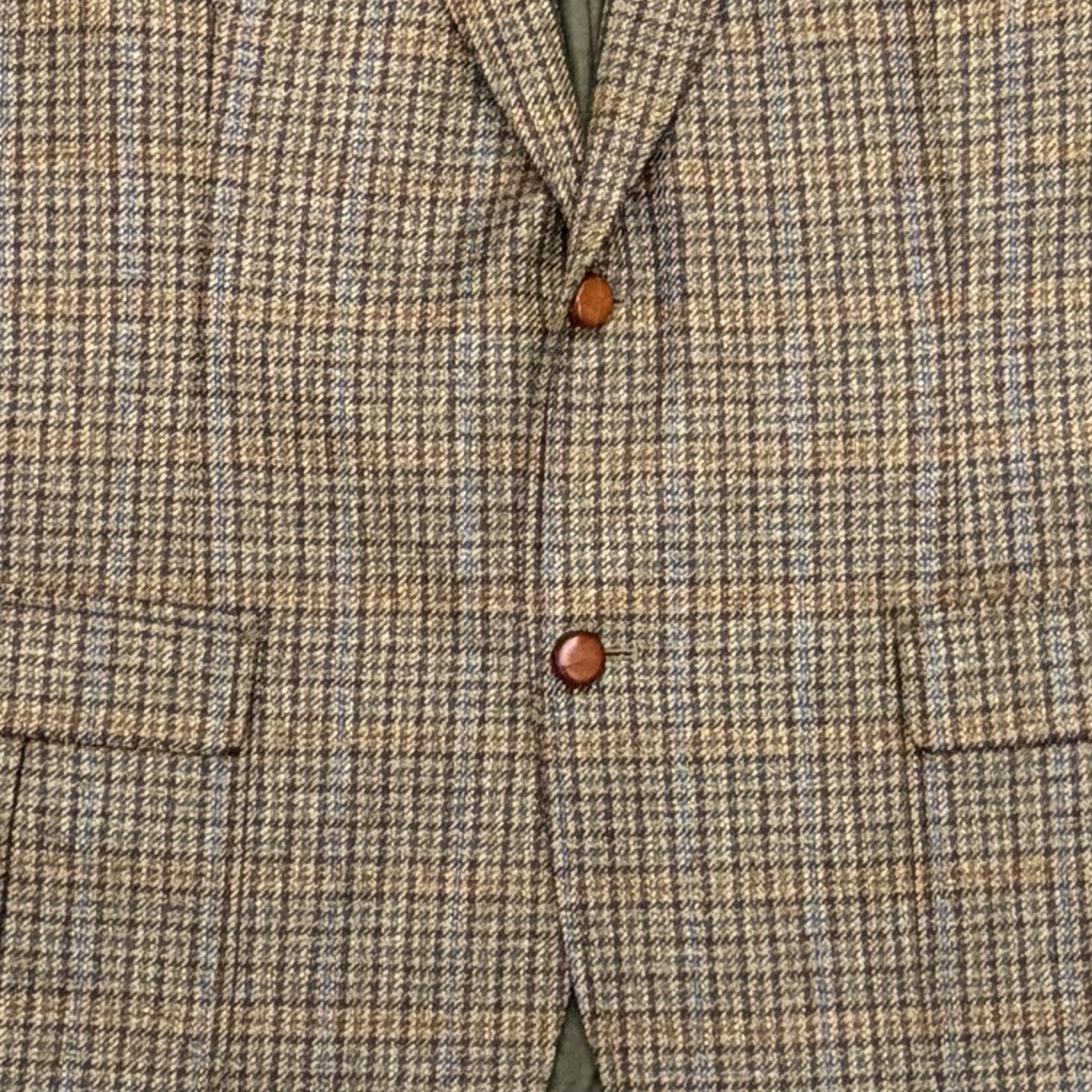 KROON Men’s 44L Brown Plaid 100% Virgin Wool Sport Coat Elbow Patch Blazer