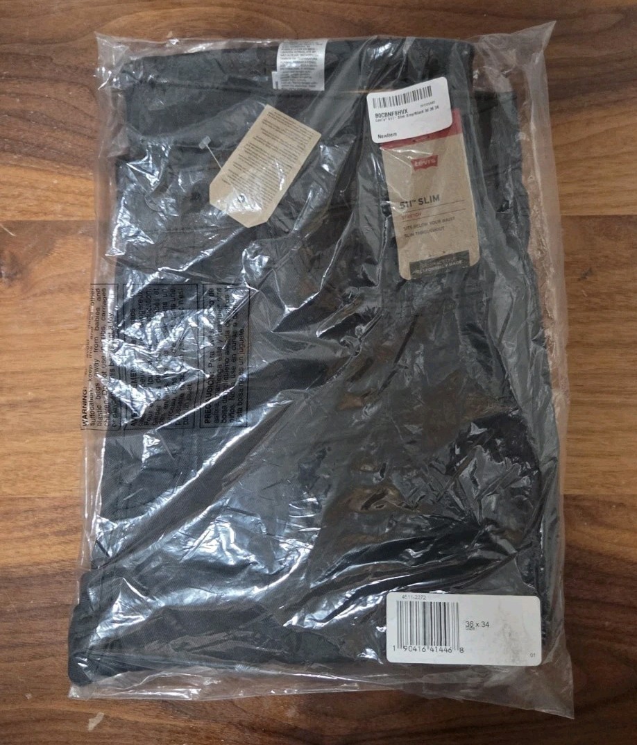 Levi’s 511 Slim Fit Jeans Men’s 36×34 Gray Black Stretch Denim NWT