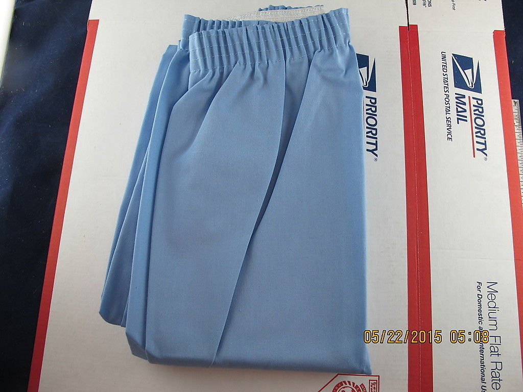 NAVY Medical Light Blue Broadcloth Elastic Waist Pajama Pants Large 29 1/2″ [C3]