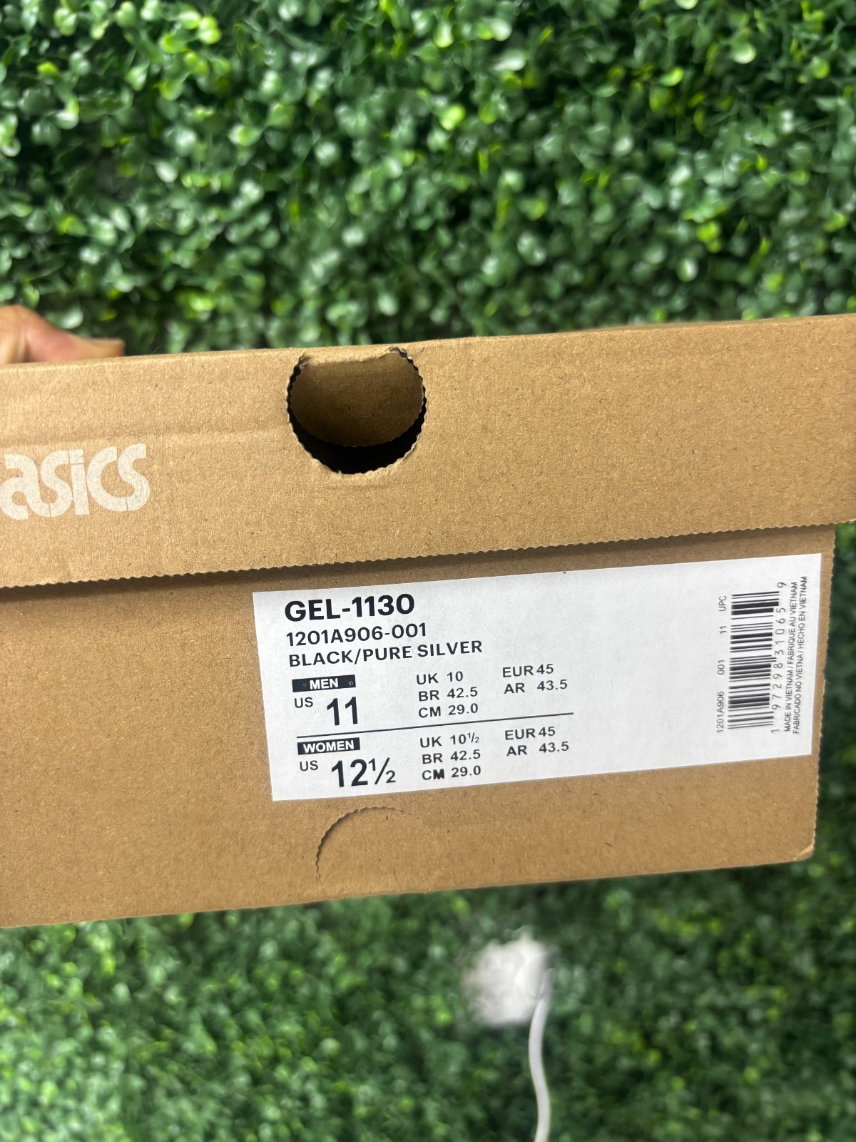 Asics Gel-1130 Black/Pure Silver Size 11 NEW