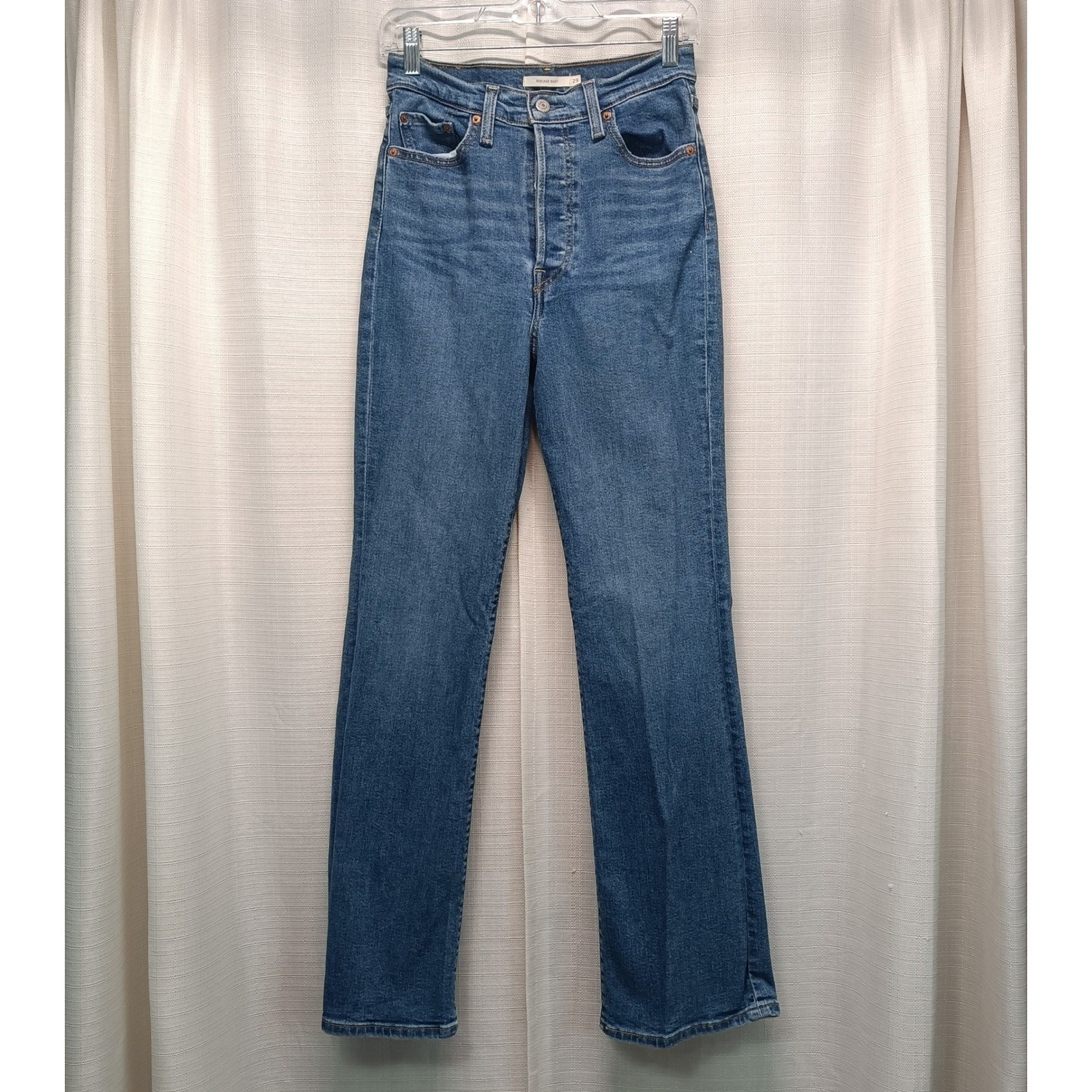 Levis Ribcage Bootcut Jeans Womens 29 High Rise Button Fly Blue Denim (26×31.5)