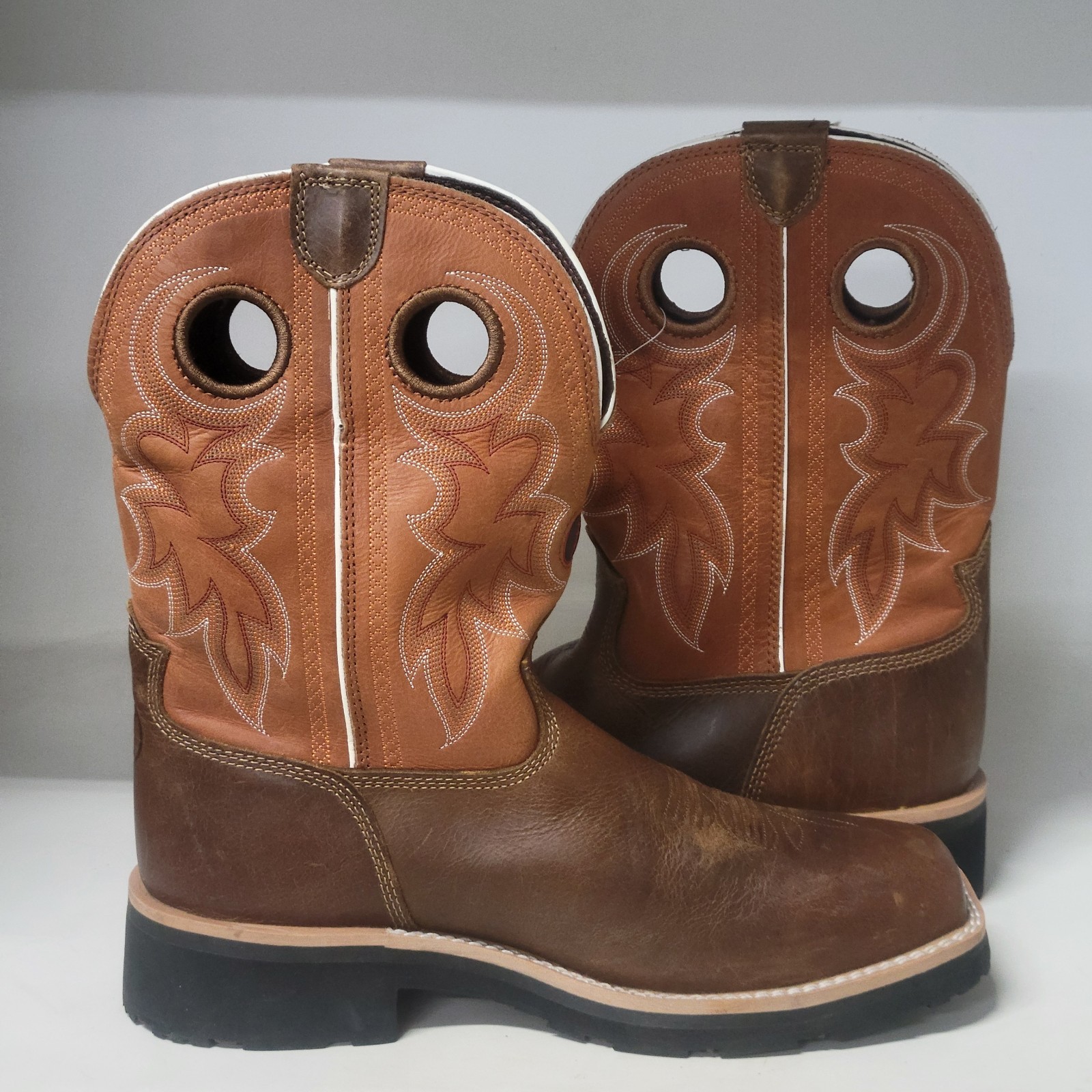 Tony Lama Comanche Compt Toe Boot Brown (LEFT 9.5D / RIGHT 9.5EE)