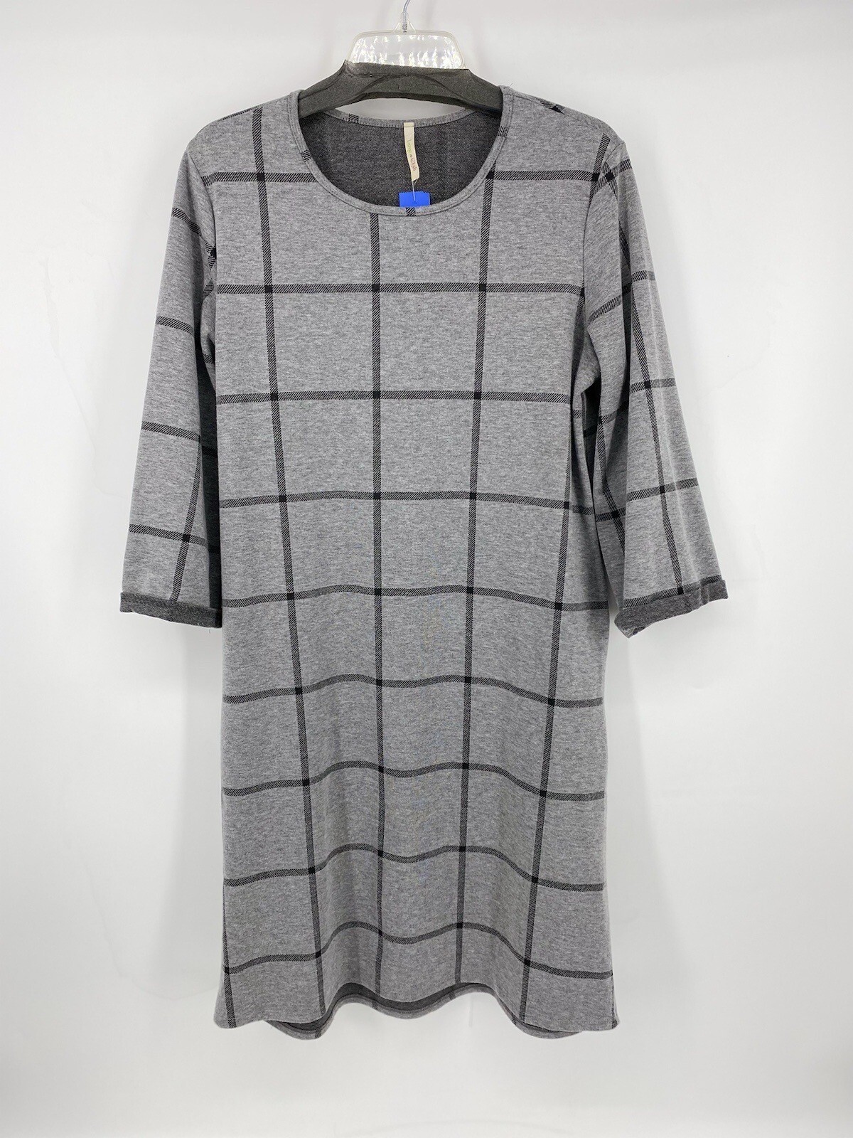 Lime n Chili Women Gray Black Check Dress Size Large Pullover Pockets EUC