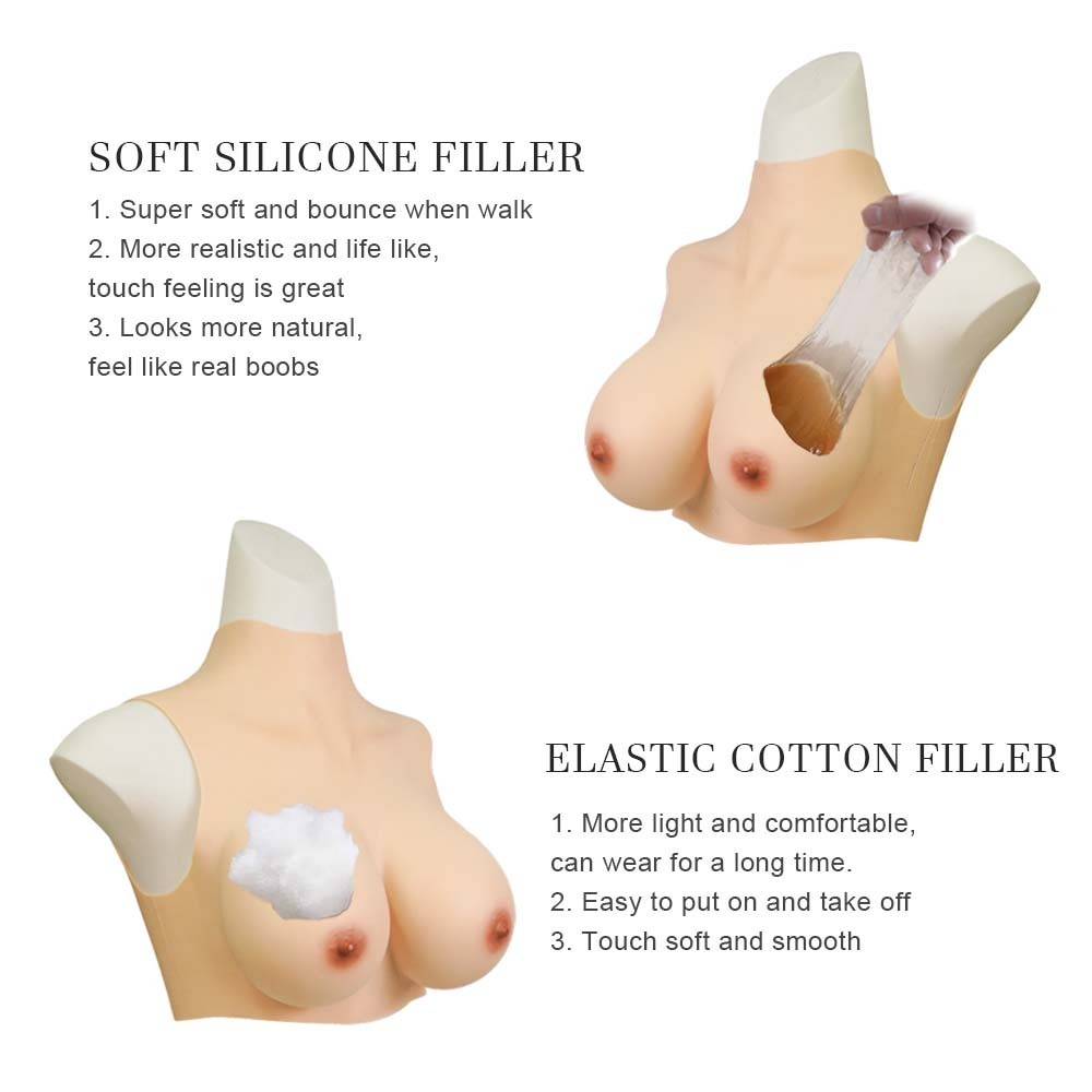 B-H Cup Silicone Breastplate Breast Forms Realistic Fake Boobs For Crossdresser