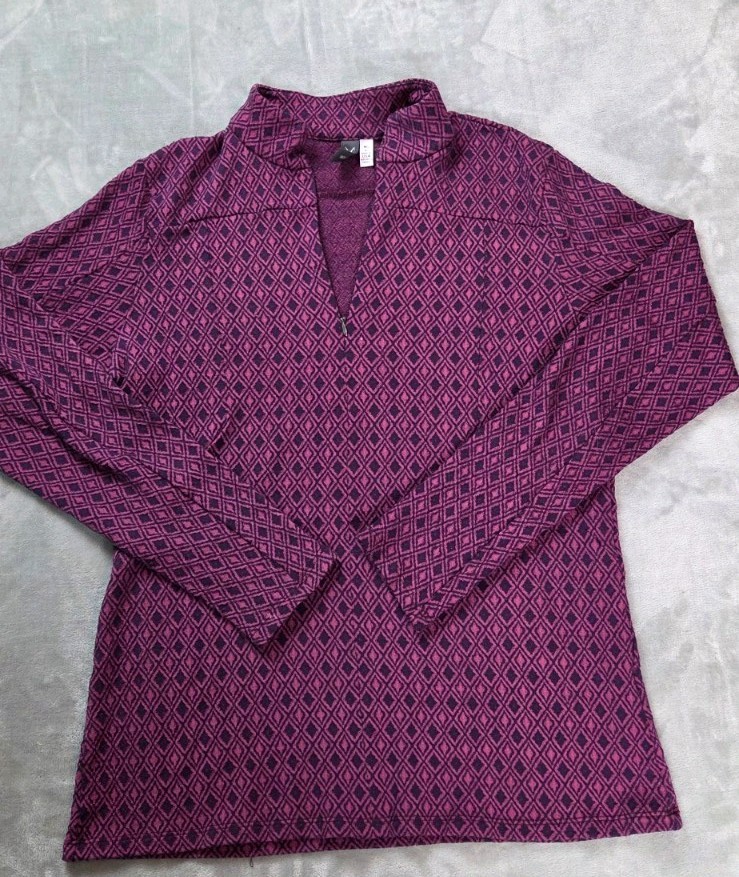 IBEX Womens Large 1/4 Zip Purple pink 100% Merino Wool Pullover Top Made in USA