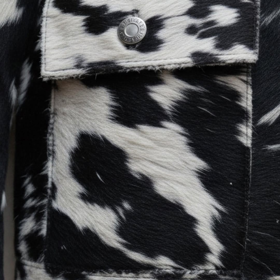 Men’s Real Cowhide Hair-On Leather Jacket Western Pony Skin Biker Custom Fit