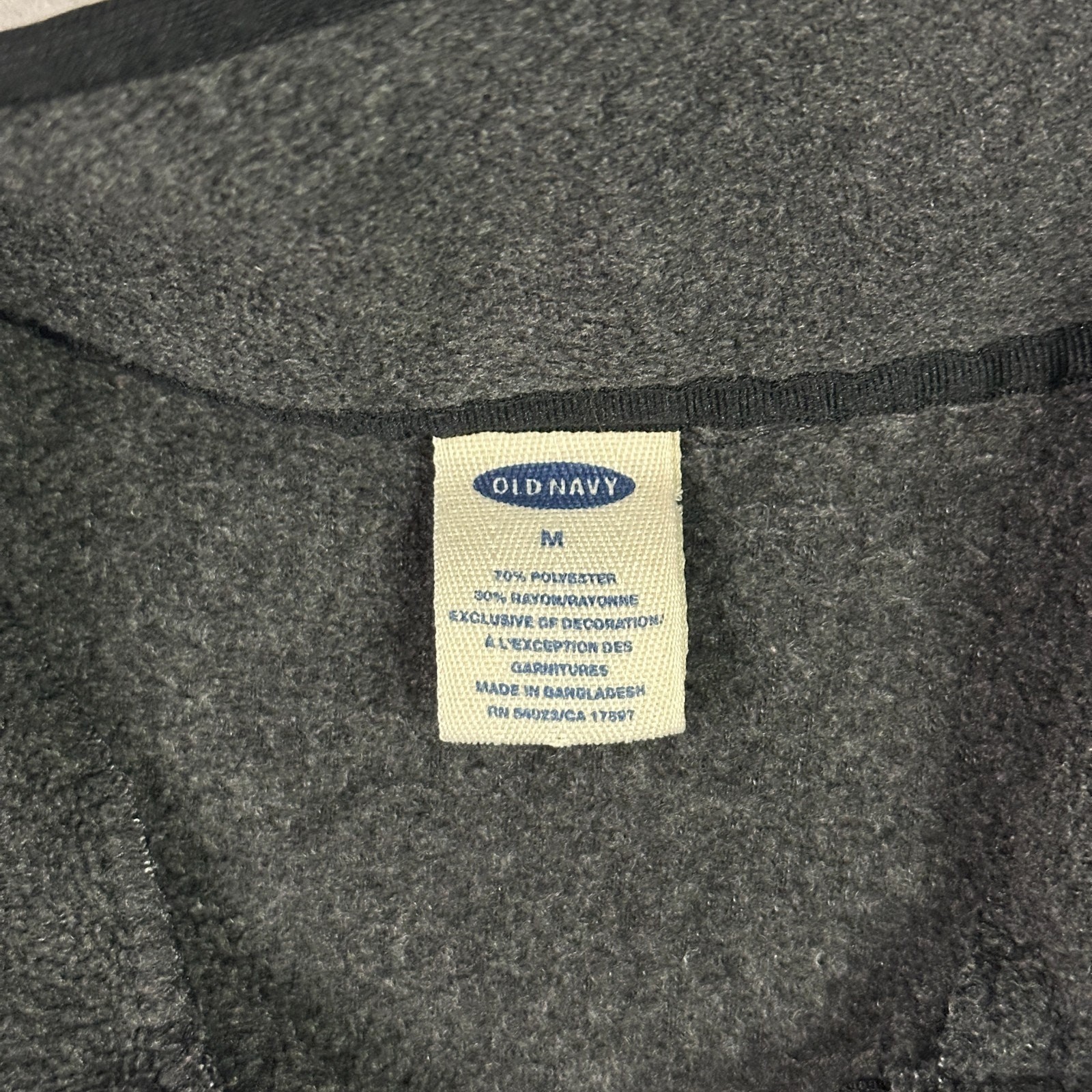 Old Navy y2k 1/4 Zip Fleece Pullover Embroidered Pockets Black Gray Mens M