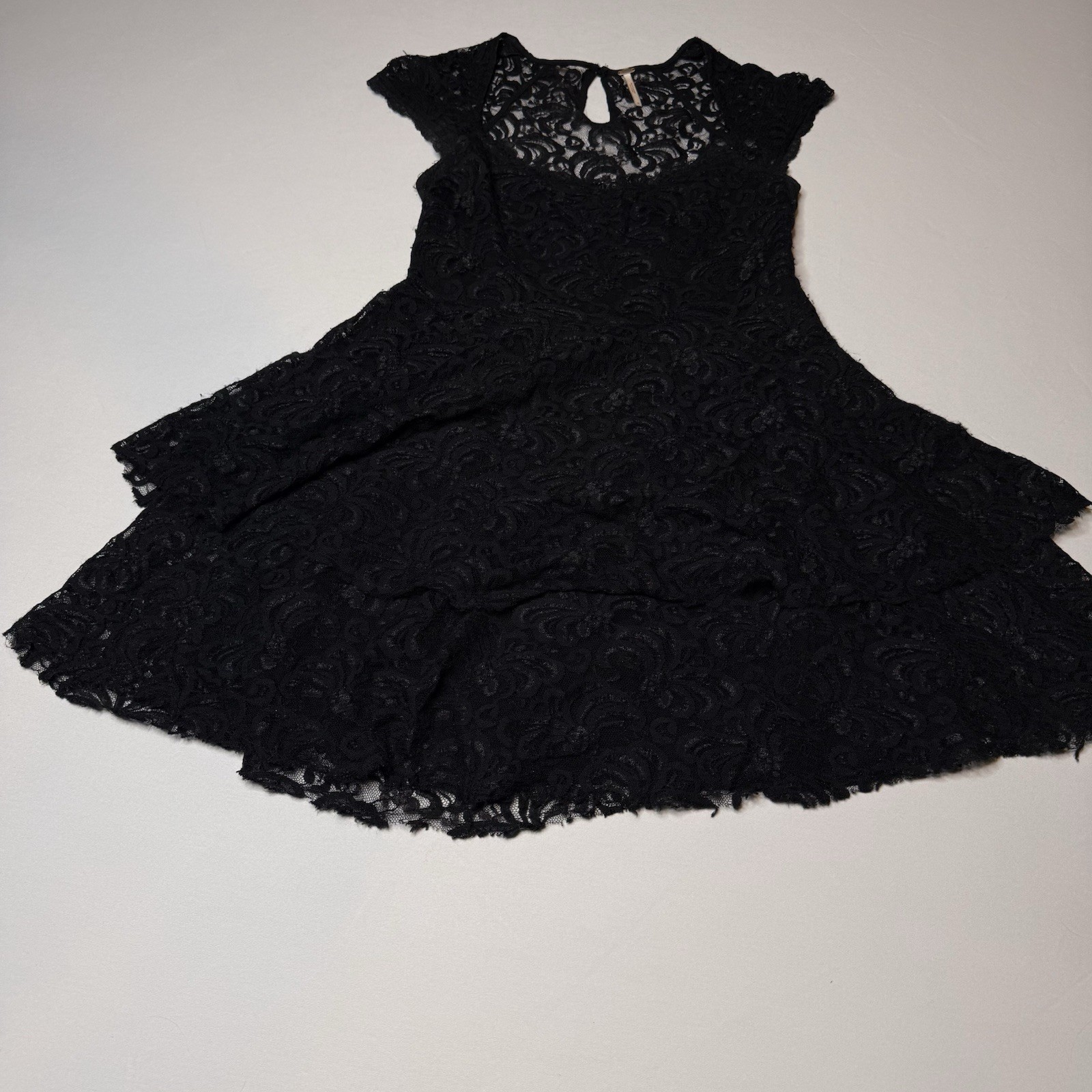 Free People Fit And Flare Rock Candy Lace Crochet Boho Hippie Mini Dress Size 10