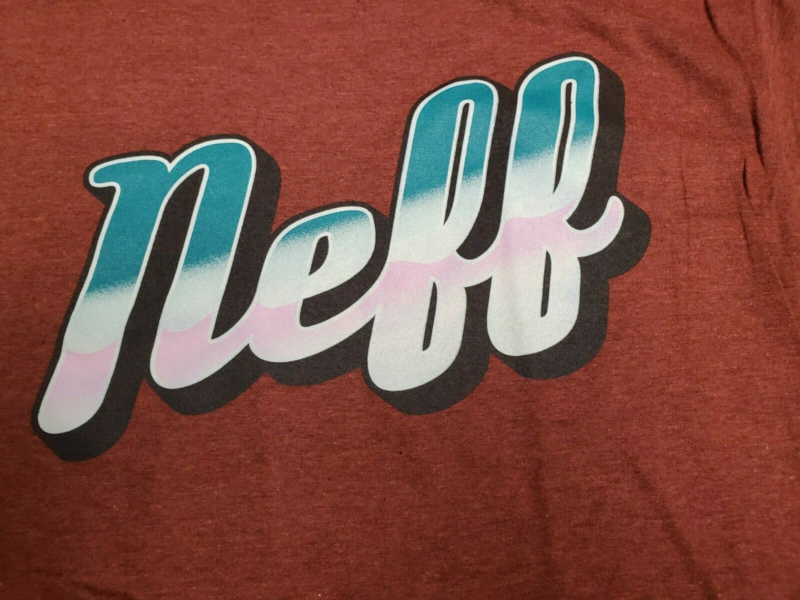 NEFF Men’s New T- Shirt Heather Burgundy Fancy Logo Print Free Ship