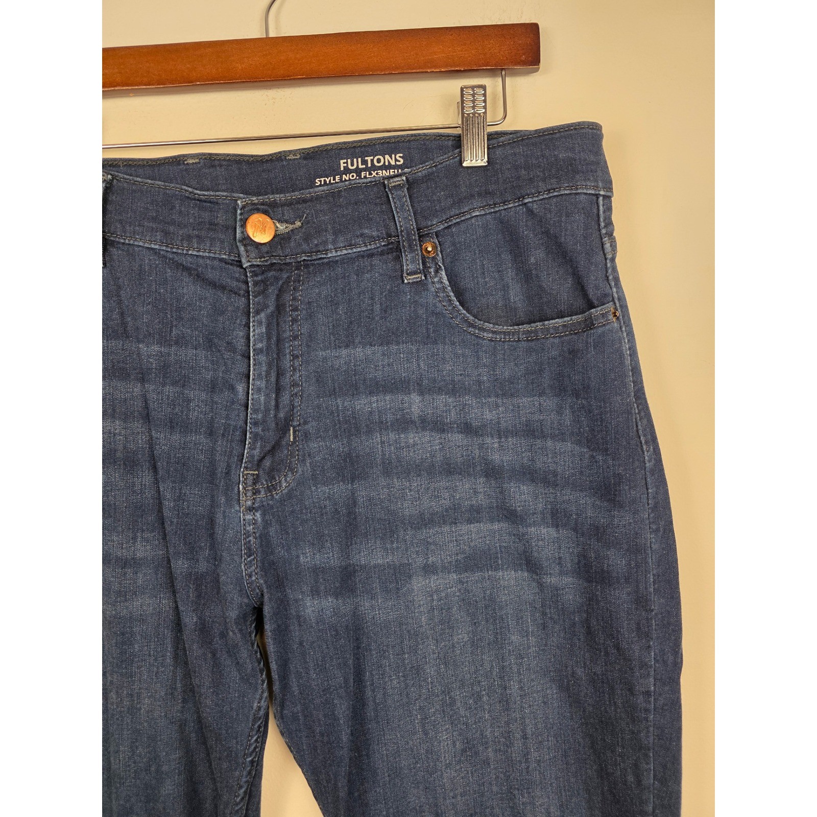 Mugsy Fultons Dark Wash Stretch Jeans Mens 38×30 Blue FLX3NFU Denim Pants