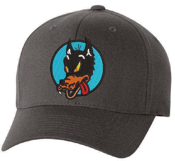 Wolf Embroidered Flex fit Ball Cap Black, Navy or Olive – Various Sizes