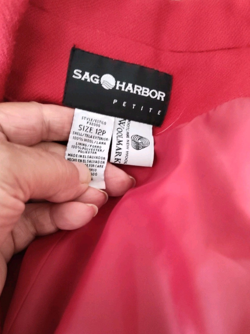 Vintage Sag Harbor 100% Wool 12 Petite Single Button Collared Lapel Blazer