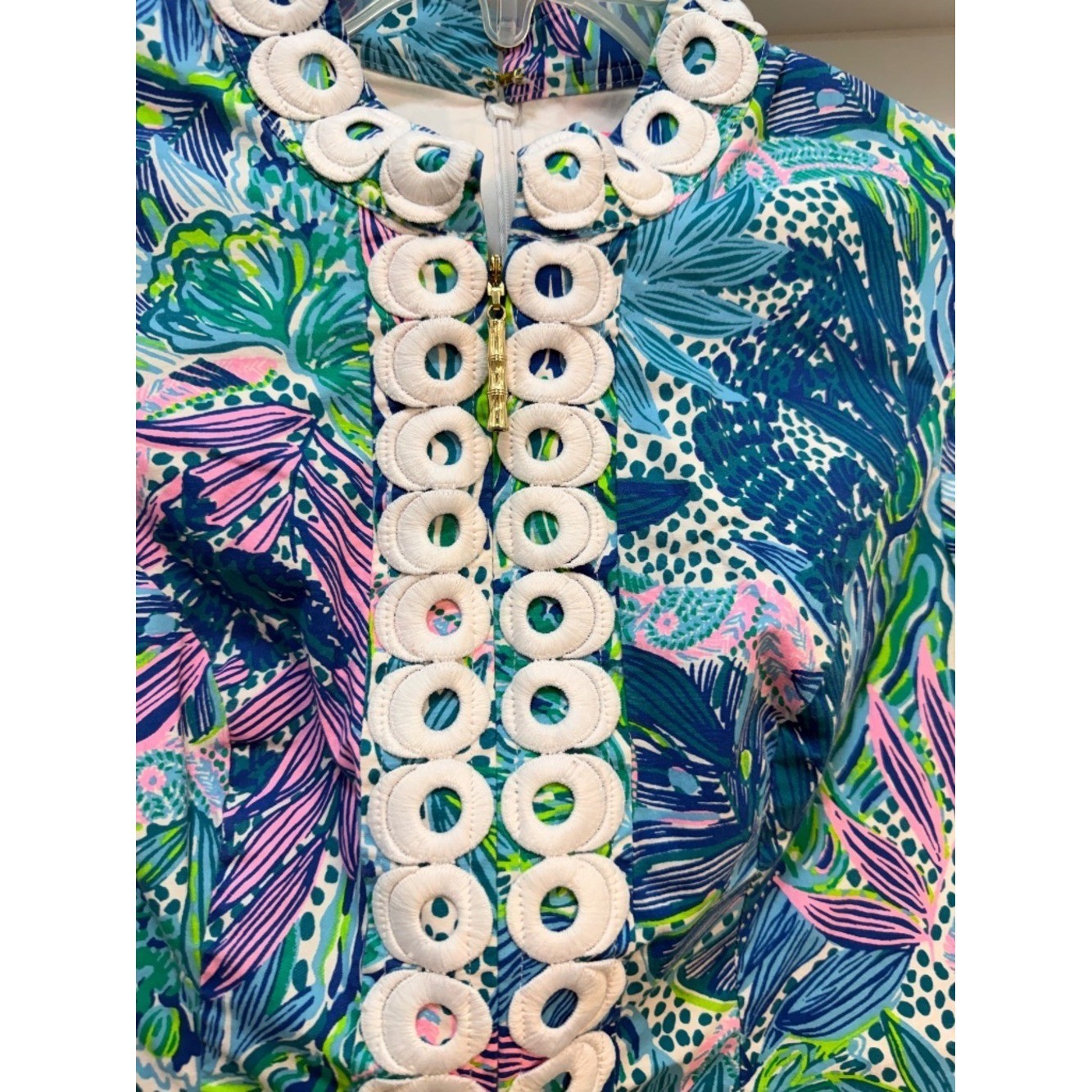 Lilly Pulitzer Size 00 Printed Tunic Top Zip Front & Back With Lining