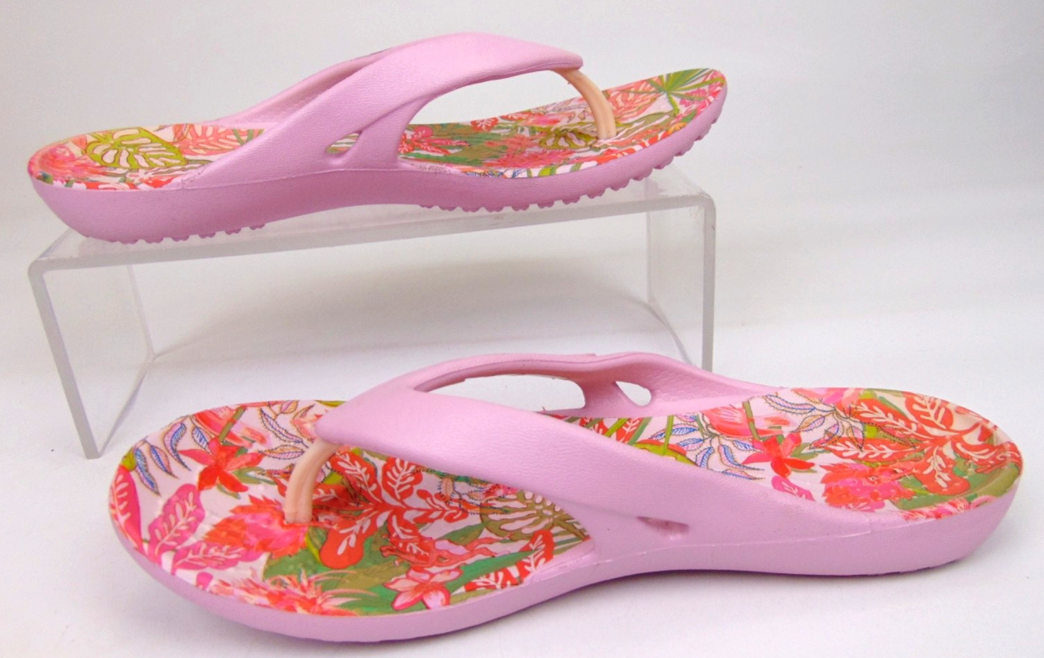 Crocs KADEE II Flip Flops Thong Sandals Women’s Size 4.0 M, Pink Floral Multico