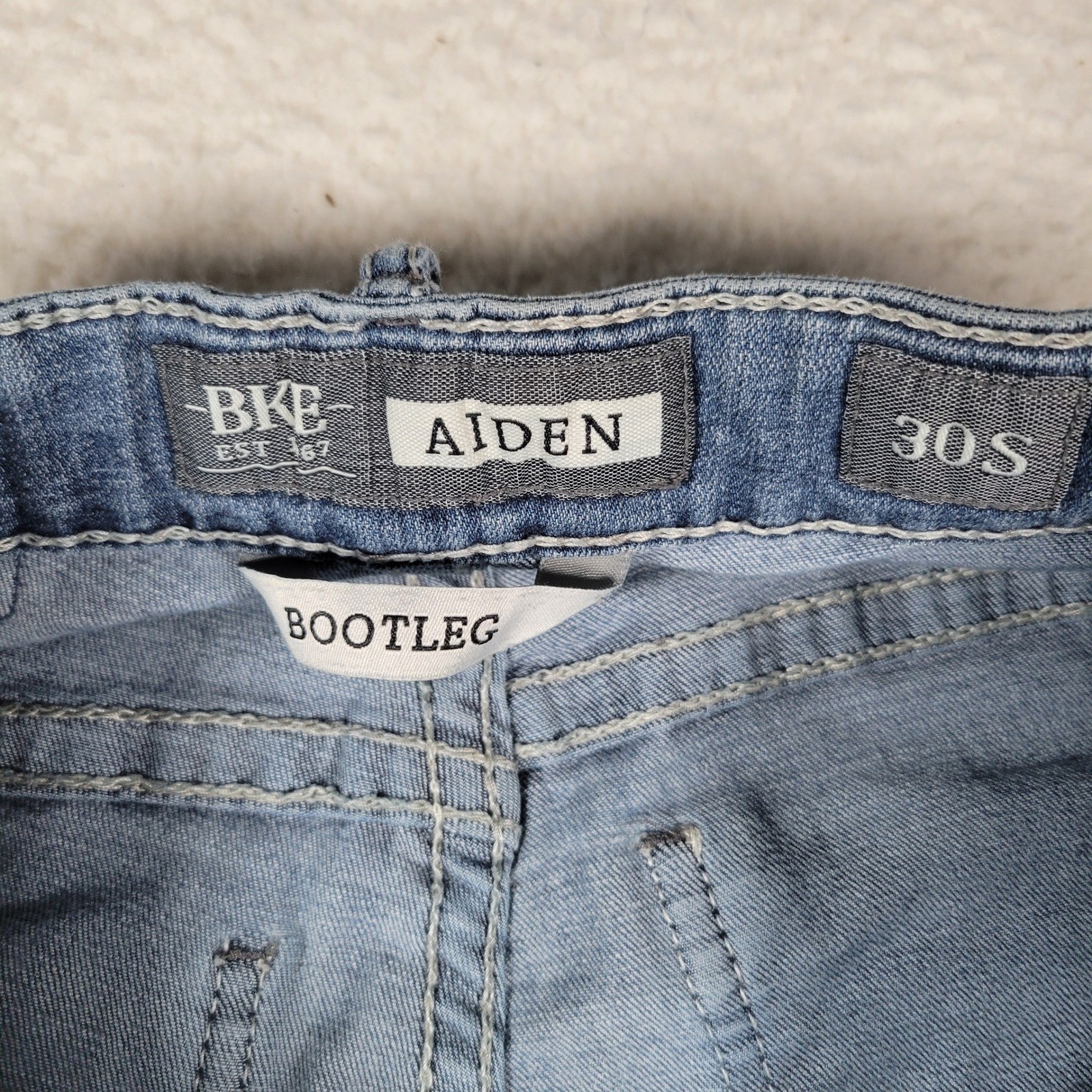 BKE Aiden Jeans Mens 30S Medium Wash Blue Slim Straight Stretch Denim Pants