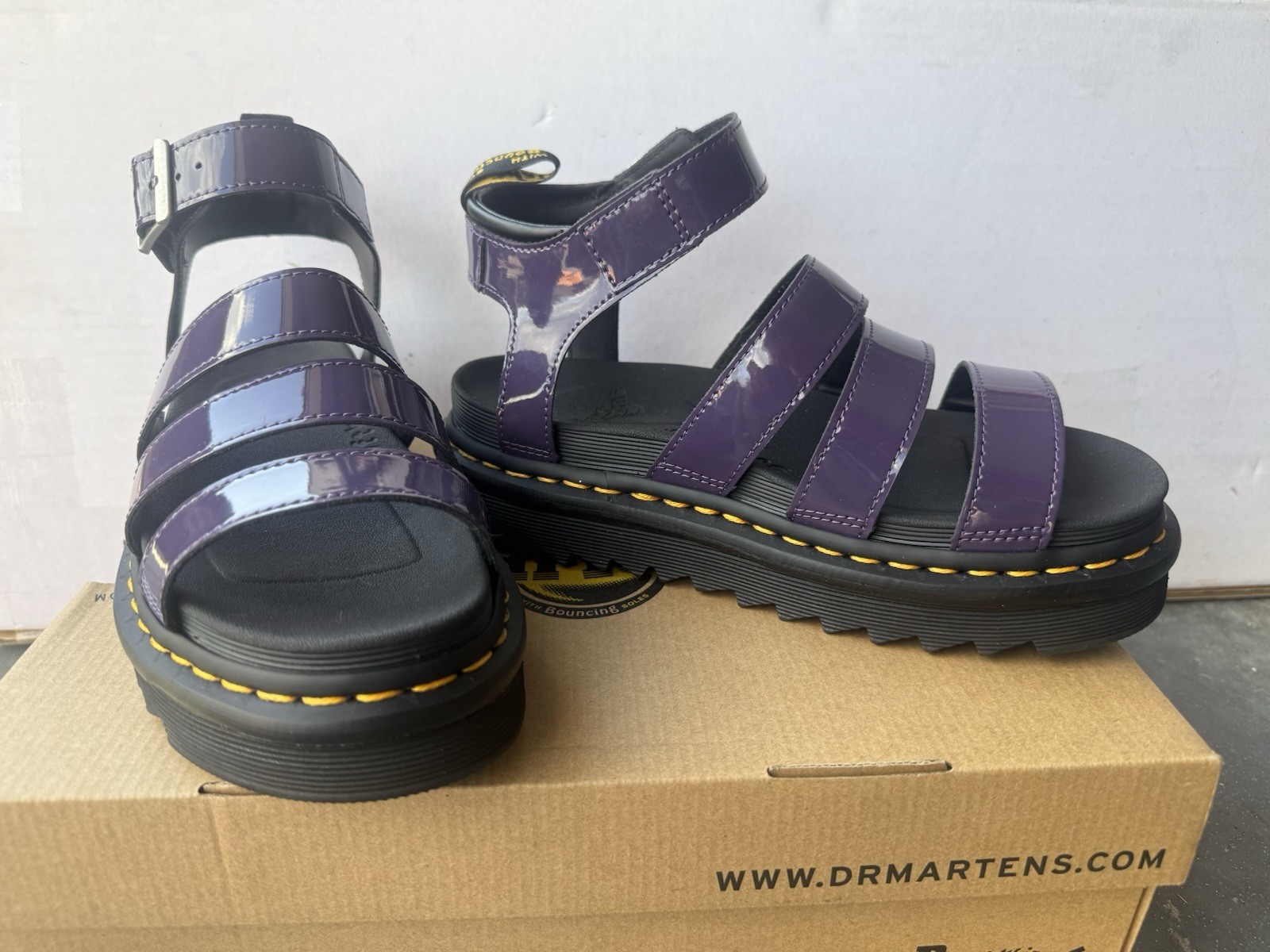 Dr. Martens Blaire Women’s Leather Platform Strap Sandals, Purple, Size 7