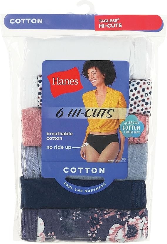 Women’s Panties Pack, High-cut Cotton Briefs, Hi-cut 6, Solid/Print Mix