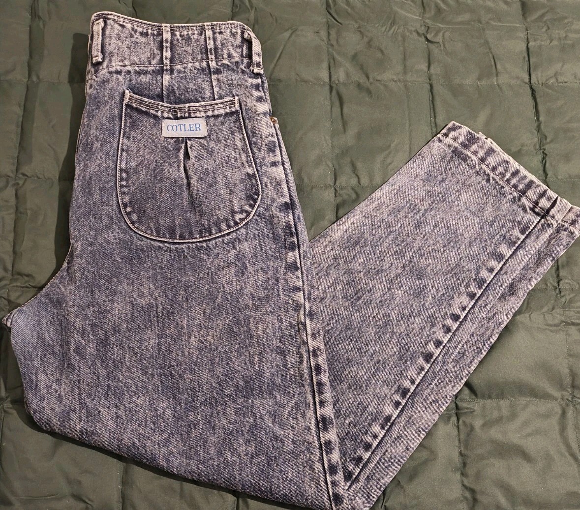Vintage Cotler Acid Stone Washed Blue Relaxed Tapered High Waist