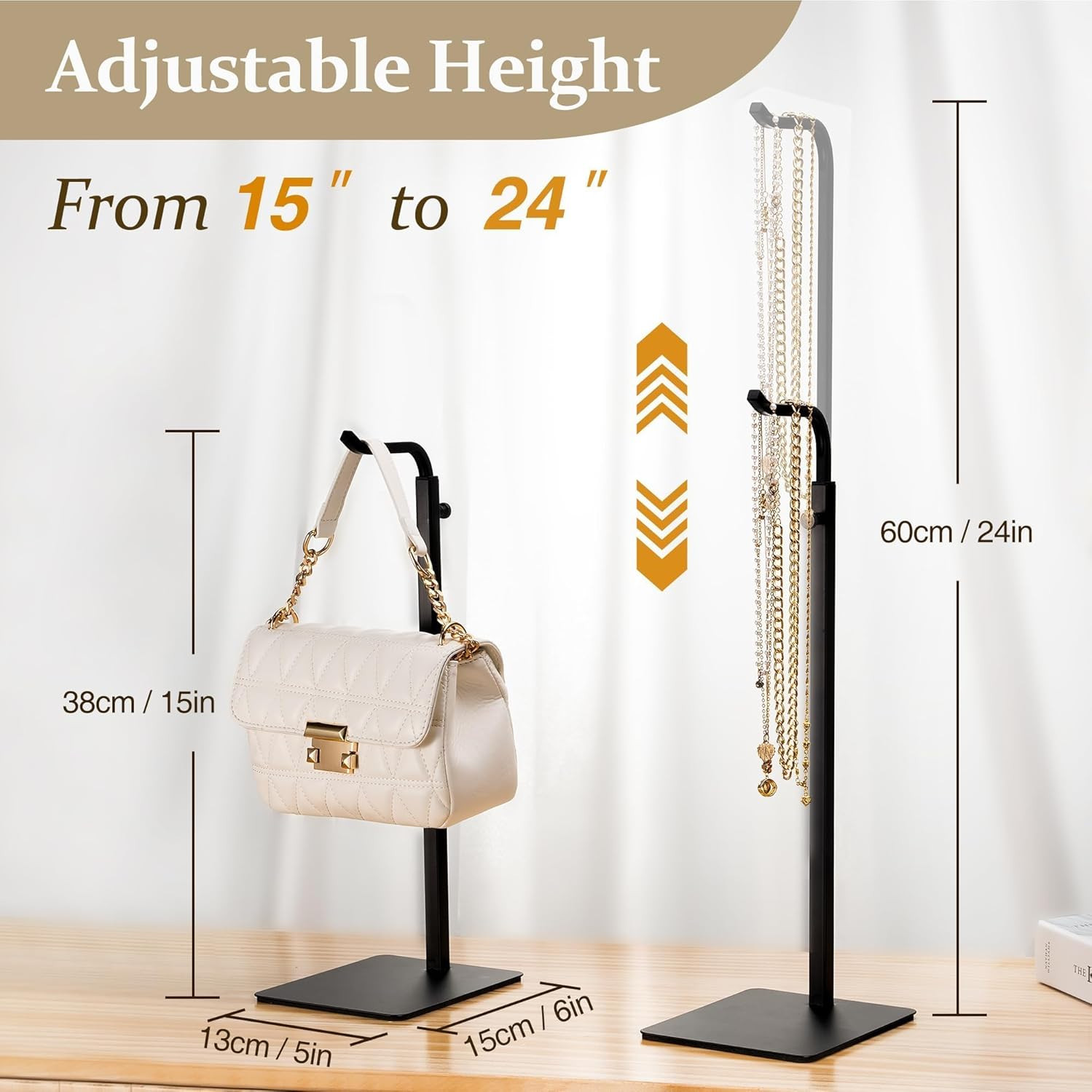Purse Holder Handbag Display Stand: Hanger Rack Showing Bags, Purses, and Wreath